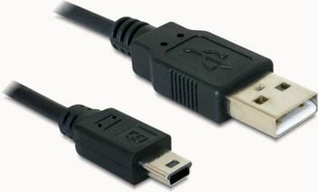 DeLOCK USB 2.0-A / USB mini-B 5pin - 0.70m, 0,70 m, USB A, Mini-USB B, Uros/uros, Musta