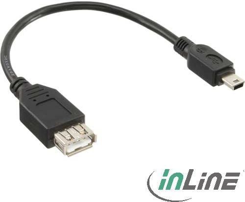 InLine 33500C, 0,2 m, Mini-USB B, USB A, USB 2.0, Hankjønn/hunkjønn, Svart