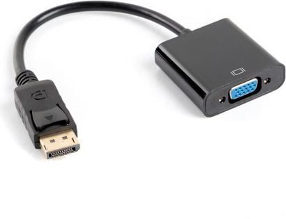 Lanberg - Video adapter - DisplayPort (hann) til HD-15 (VGA) (hunn) - DisplayPort 1.1a - 20 cm - svart