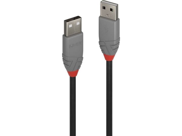 Lindy 36691, 0,5 m, USB A, USB A, USB 2.0, 0,48 Gbit/s, Svart, Grå