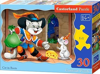 Castorland Cat in Boots 30 pcs, 30 stykker, Tegneserier, 4 år