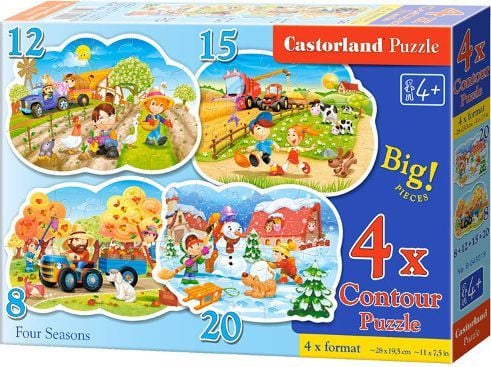 Castorland B043019 Premium Contour Four Seasons puslespill, 4-pakke, multifarget
