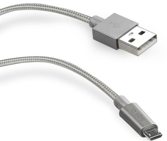 SBS TECABLEMICROBS, 1 m, USB A, Micro-USB A, USB 2.0, Hankjønn/hankjønn, Sølv