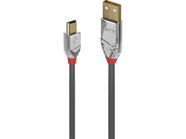 Lindy 36630, 0,5 m, USB A, Mini-USB B, USB 2.0, 0,48 Gbit/s, Harmaa