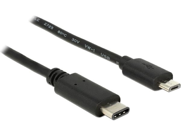 Delock - USB-kabel - USB-C (hann) til Micro-USB type B (hann) - USB 3.1 - 1 m - svart