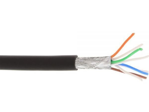 InLine 76899S, 100 m, Cat6a, S/FTP (S-STP), RJ-45, RJ-45, Svart