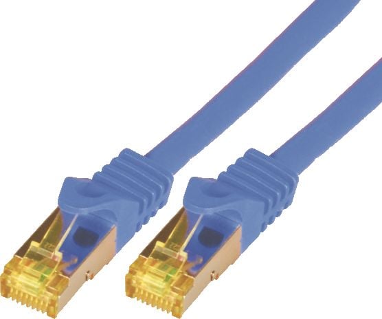 M-CAB RAW - Nettverkskabel - RJ-45 (hann) til RJ-45 (hann) - 10 m - SFTP, PiMF - CAT 7 - halogenfri, formstøpt, uten hindringer - blå