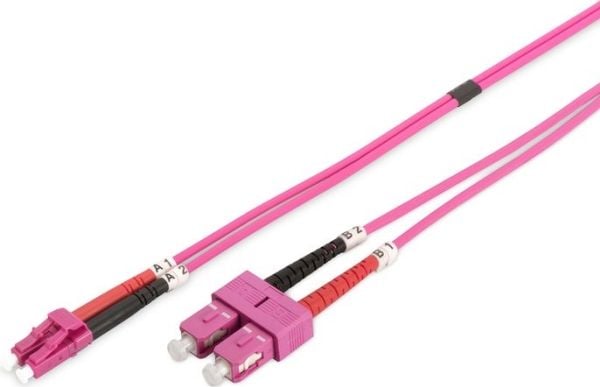DIGITUS Professional - Koblingskabel - SC flermodus (hann) til LC multimodus (hann) - 2 m - fiberoptisk - dupleks - 50 / 125 mikroner - OM4 - halog...