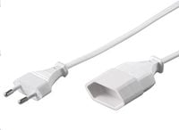 MicroConnect - Förlängningskabel för ström - Eurokontakt (hane) till Eurokontakt (hona) - 3 m - vit