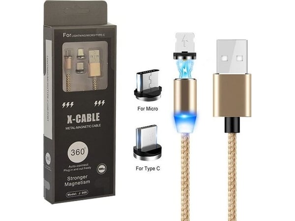 Kabel USB Prolink USB-A - USB-C + microUSB + Lightning 1 m Złoty (023342)