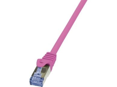 LogiLink PrimeLine - Koblingskabel - RJ-45 (hann) til RJ-45 (hann) - 5 m - SFTP, PiMF - CAT 6a - halogenfri, formstøpt, uten hindringer - rosa