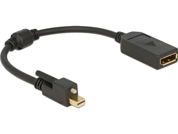 Delock - DisplayPort-sovitin - DisplayPort (hun) til Mini DisplayPort (han) - 25 cm - tommelskruer - sort