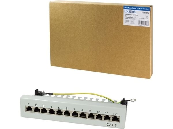 LogiLink NP0017A, Cat6, Telinekiinnitys, 1U, Harmaa, Terästä, RoHS