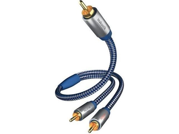 in-akustik Premium Audio - Audiokaapeli - RCA uros RCA x 2 uros - 3 m - kaksoissuojattu - sininen, hopea