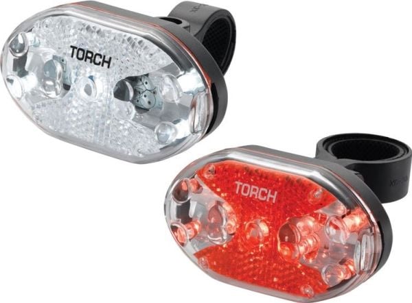 TORCH cykelljussats CYCLE LIGHT SET WHITE BRIGHT 5X + TAIL BRIGHT 5X (TOR-54039)