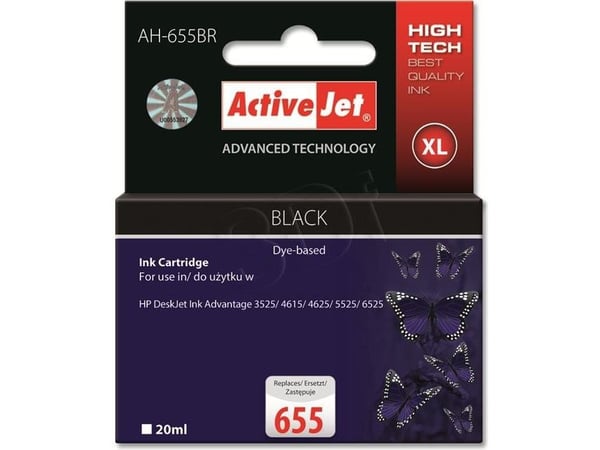 Activejet AH-655BR, Høyt (XL) utbytte, Svart, Pigmentbasert blekk, 20 ml, 1 stykker, 550 sider