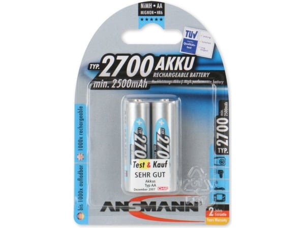 ANSMANN Energy Mignon - Batteri 2 x AA-type - NiMH - (ladbare) - 2700 mAh