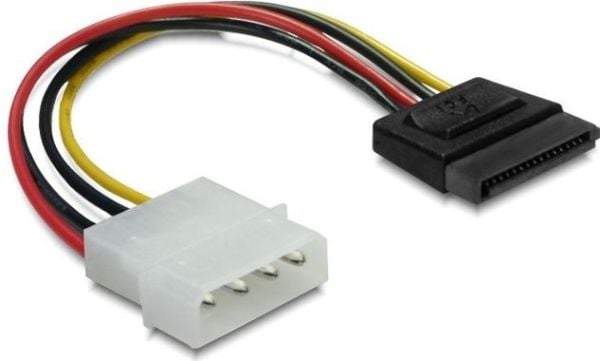 DeLOCK 15pin SATA > 4pin straight Cable, 0,06 m, Monivärinen