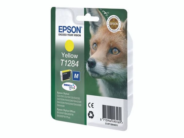 Epson Fox Singlepack Yellow T1284 DURABrite Ultra Ink, Keltainen, Väriainepohjainen muste, 1 kpl