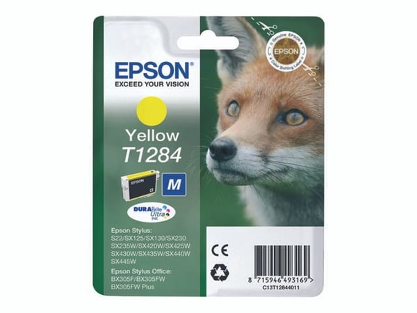 Epson Fox Singlepack Yellow T1284 DURABrite Ultra Ink, Keltainen, Väriainepohjainen muste, 1 kpl