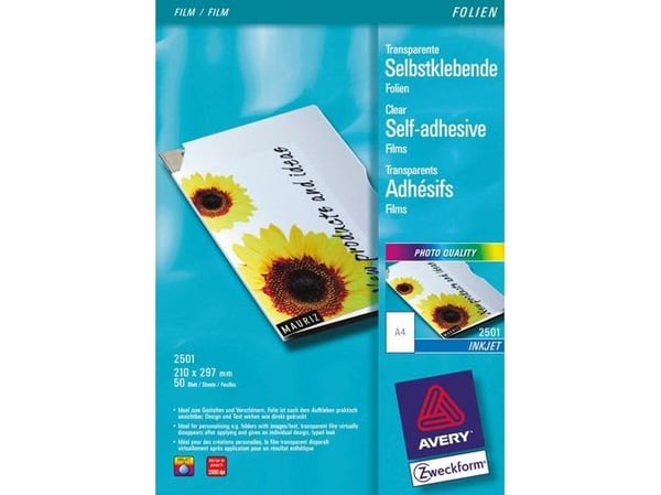 Avery Zweckform 3487 - 130 mikroner - hvit - A4 (210 x 297 mm) 100 ark film
