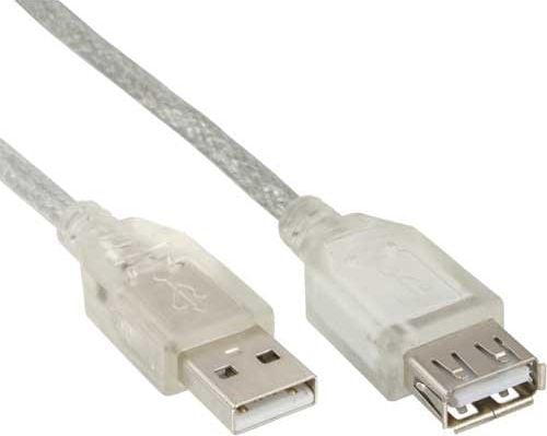 InLine 34603, 3 m, USB A, USB A, Hankjønn/hunkjønn, 0,48 Gbit/s, Gjennomsiktig
