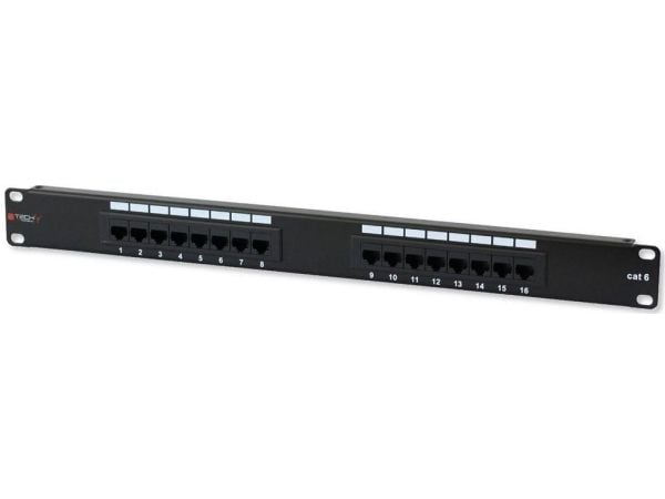 Techly 16 x RJ45 Cat.6, IEEE 802.3, IEEE 802.3ab, IEEE 802.3u, 10/100/1000Base-T(X), Raskt Ethernet, Gigabit Ethernet, 1000 Mbit/s, RJ-45, Gull