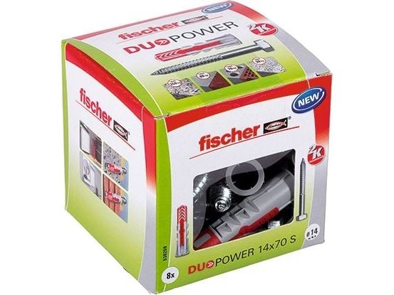 Fischer DUOPOWER 14 x 70 S LD, Ekspansjonsanker, Betong, Metall, Grå, 70 mm, 1,4 cm