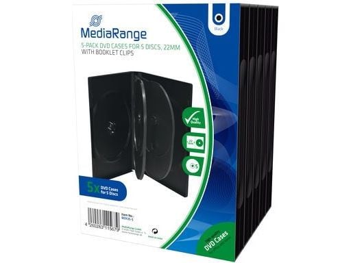 MediaRange DVD Case - Medieoppbevaringseske - kapasitet: 5 DVD - svart (en pakke 5)