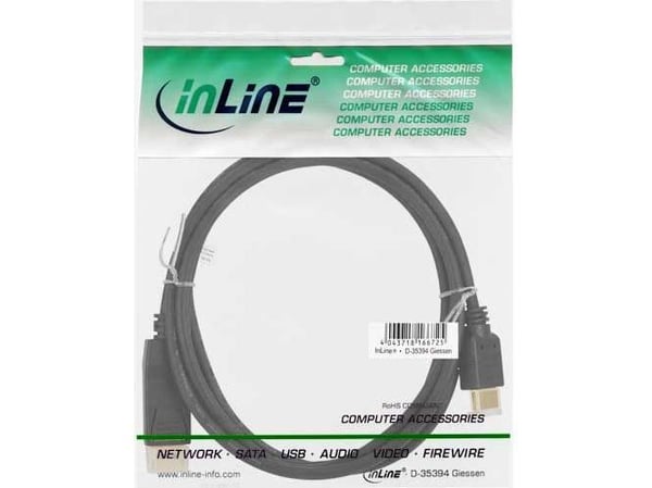 InLine 17181, 1 m, DisplayPort, HDMI, Gull, Sort, Hankjønn/hankjønn