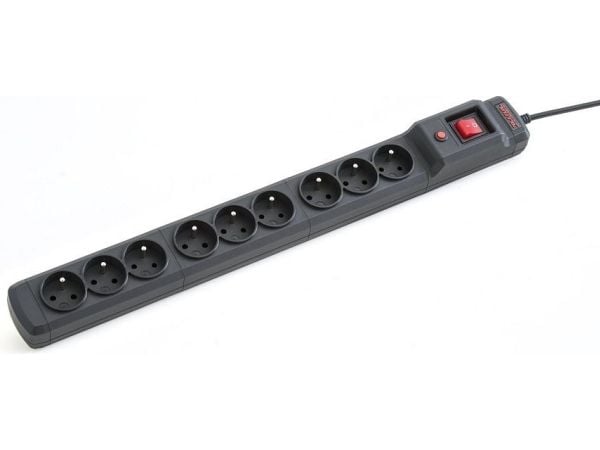 Armac Multi M9 - pistorasia - AC 230 V - 3680 Watt - tulo: Tyyppi E - lähtöliittimet: 9 (9 x tyyppi E) - 2,5 m johto - musta - musta