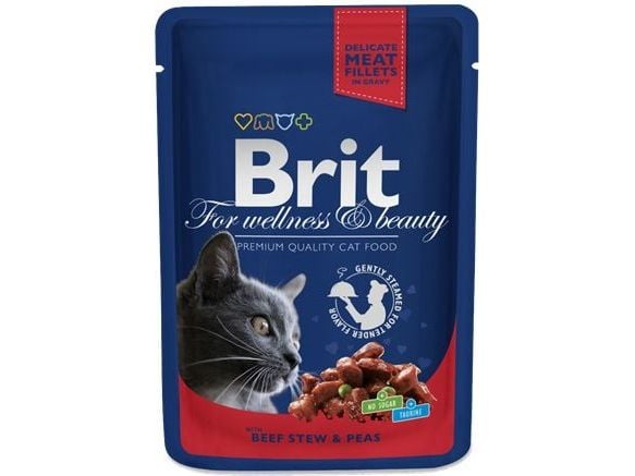 Brit Premium katteposer med oksekjøtt & erter 100 g