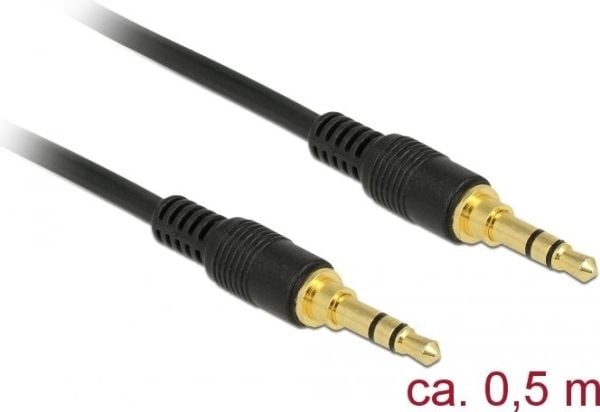 DeLOCK 85545, 3.5mm, Uros, 3.5mm, Uros, 0,5 m, Musta