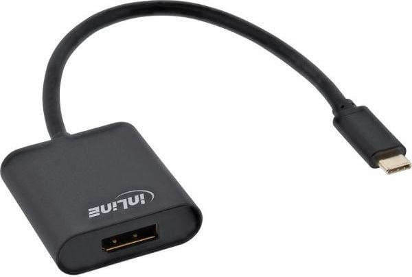 InLine 64102B, 0.2 m, USB Type-C, DisplayPort, urosliitin, naarasliitin, kultainen