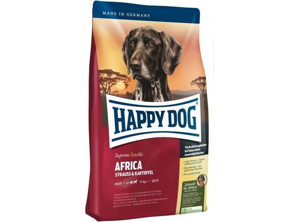 Happy Dog Africa 4kg, Voksen, Labrador Retriever, Enorm (> 45kg), Medium (11 - 25 kg), Eple, Struts, Grønnsaker, 4 kg