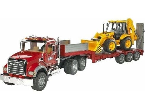 BRUDER - MACK Granite lastbil med låg lastare och JCB 4CX grävmaskin