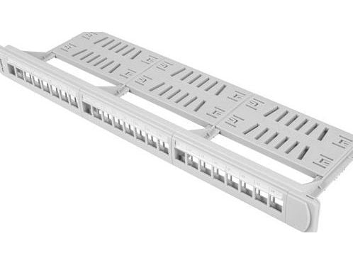 Lanberg PPKS-1124-S - Pluggbord (blankt) - rackmonterbar - grå - 1U - 19" - 24 porter