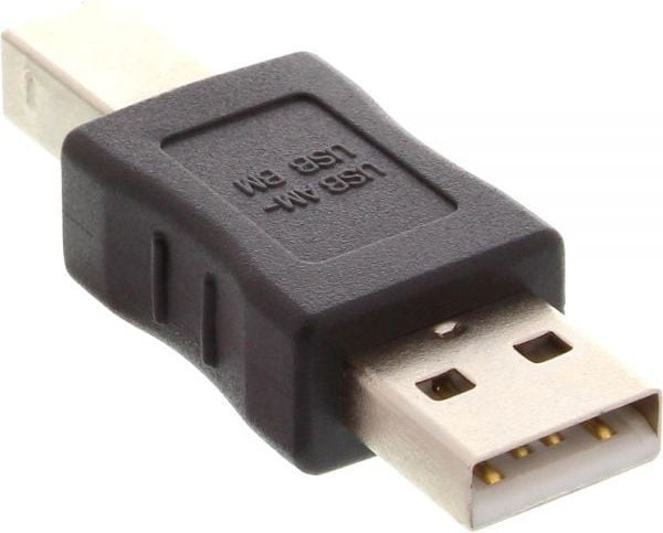 InLine 33443A, USB 2.0 A male, USB 2.0 B, Musta