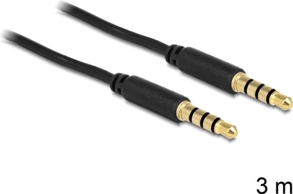 DeLOCK 3.5mm - 3.5mm, 3m, 3.5mm, Uros, 3.5mm, Uros, 3 m, Musta