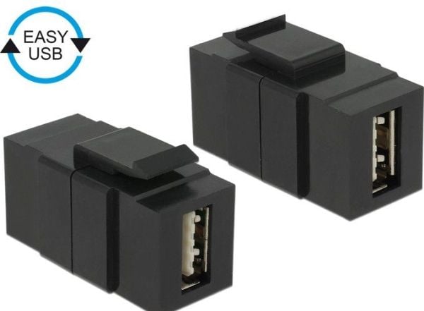 Delock - USB-adapter - USB (hunn) til USB (hunn) - USB 2.0 - reversibel A-kontakt - svart