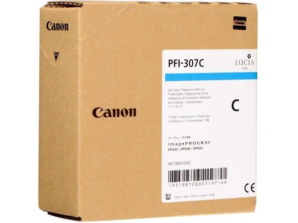 Canon PFI-307 C - 330 ml - cyan - original - blekktank - for imagePROGRAF iPF830, iPF830 MFP M40, iPF840, iPF840 MFP M40, iPF850, iPF850 MFP M40