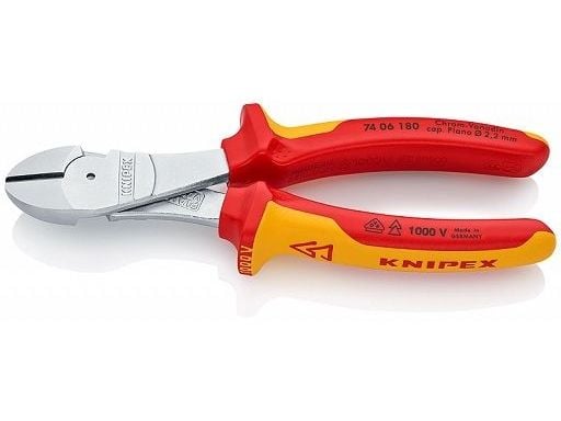 Knipex 74 06 180, Diagonal tang, Kromvanadiumstål, Plast, Oransje, Rød, 180 mm, 280 g