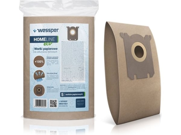 Wessper WES1021, Støv pose, Trommelvakuum, Brun, Papir, Philips, PHILIPS, ELECTROLUX, AEG, EURELEM, HANSEATIC, HUGIN, MIOSTAR, OTTO, PRIVILEG, QUEL...