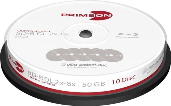 Primeon ultra-protect-disc - 10 x BD-R DL - 50 GB 2x - 8x - påskrivningsetiketter - sølv - spindel
