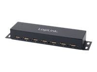 LogiLink USB 2.0 Hub 7-Port Metal - Hubb - 7 x USB 2.0 - skrivbordsmodell, väggmonterbar