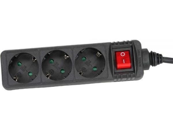 InLine 16431S, 3 AC-utganger, 230 V, 3500 W, 1,5 mm², Sort, Plast