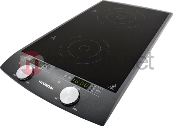 Hyundai IND 233, Svart, Benkeplate, 31 cm, Sonebasert induksjon, Glass-keramikk, 2 zone(s)
