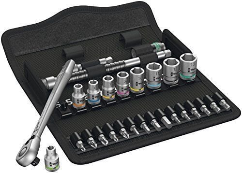 Wera 8100 SA 8, Pipenøkkelsett, 28 stykker, Sort, Kromfarget, CE, Skrallehåndtak, 2 stykker