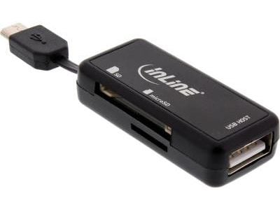 InLine 66776, MMC, MicroSD (TransFlash), MicroSDHC, SD, SDHC, SDXC, svart, USB 2.0, 1 st