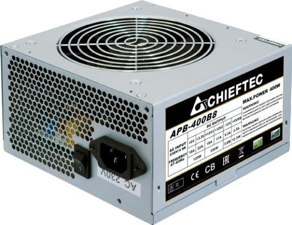 Chieftec VALUE SERIES APB-400B8 - Gamer Series - virtalähde (sisäinen) - ATX12V 2.3 - AC 230 V - 400 Watt - aktiivinen PFC - hopea